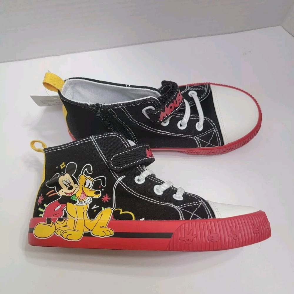 Disney Mickey Mouse And Pluto Toddler Shoes Sneakers Red White Black Size 12 NWT
